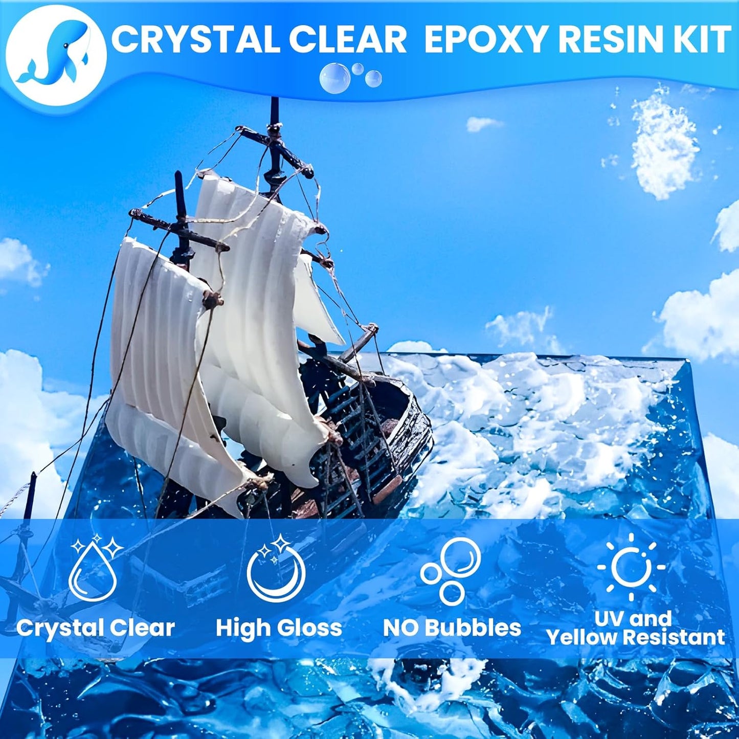 JHKL Art-Craft Versatile Epoxy Resin Kit - High Gloss, No Bubbles, UV and Yellow Resistan