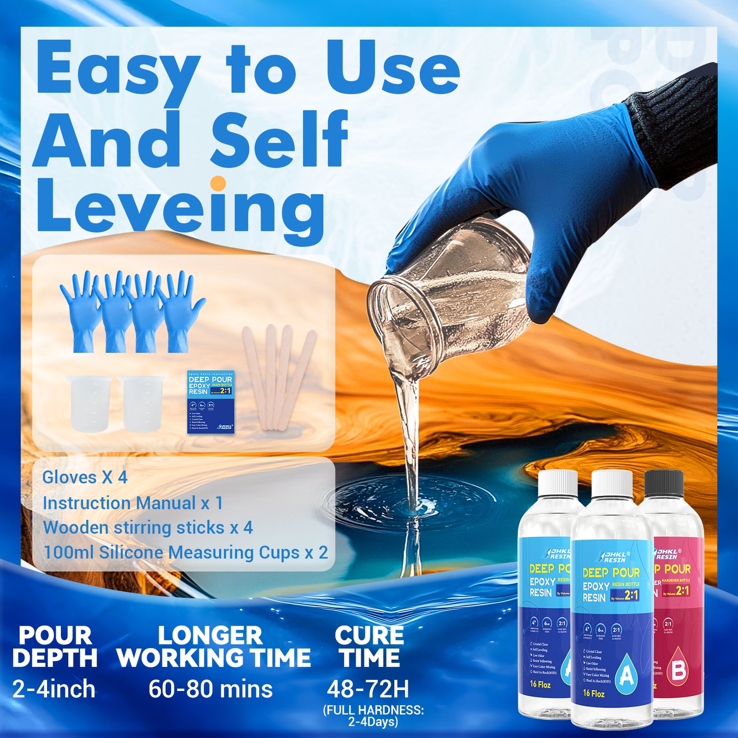 JHKL Crystal Clear Deep Pour Resin Kit