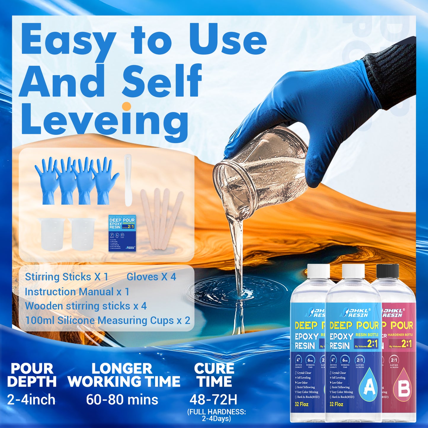 JHKL Crystal Clear Deep Pour Resin Kit