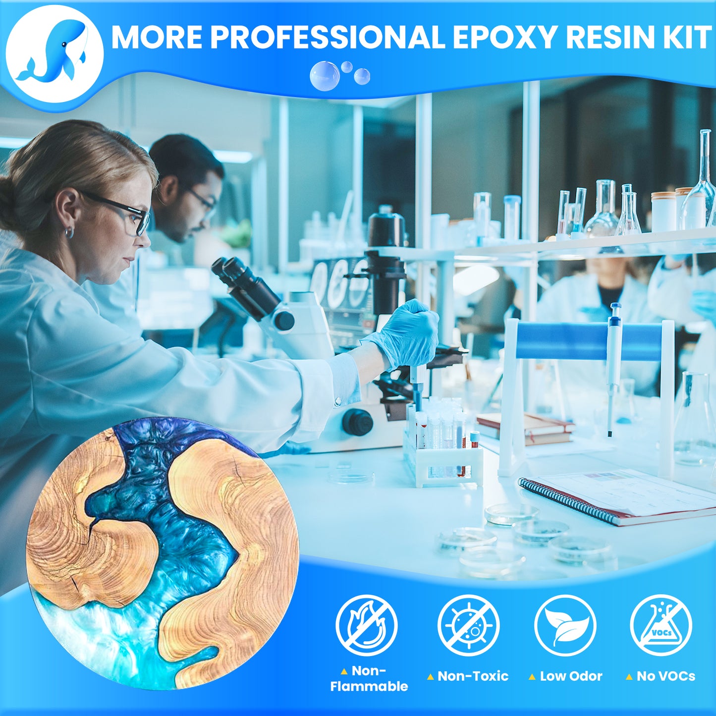 JHKL Art-Craft Professional Epoxy Resin Kit - Non-Flammable, Non-Toxic, Low Odor, No VOCs