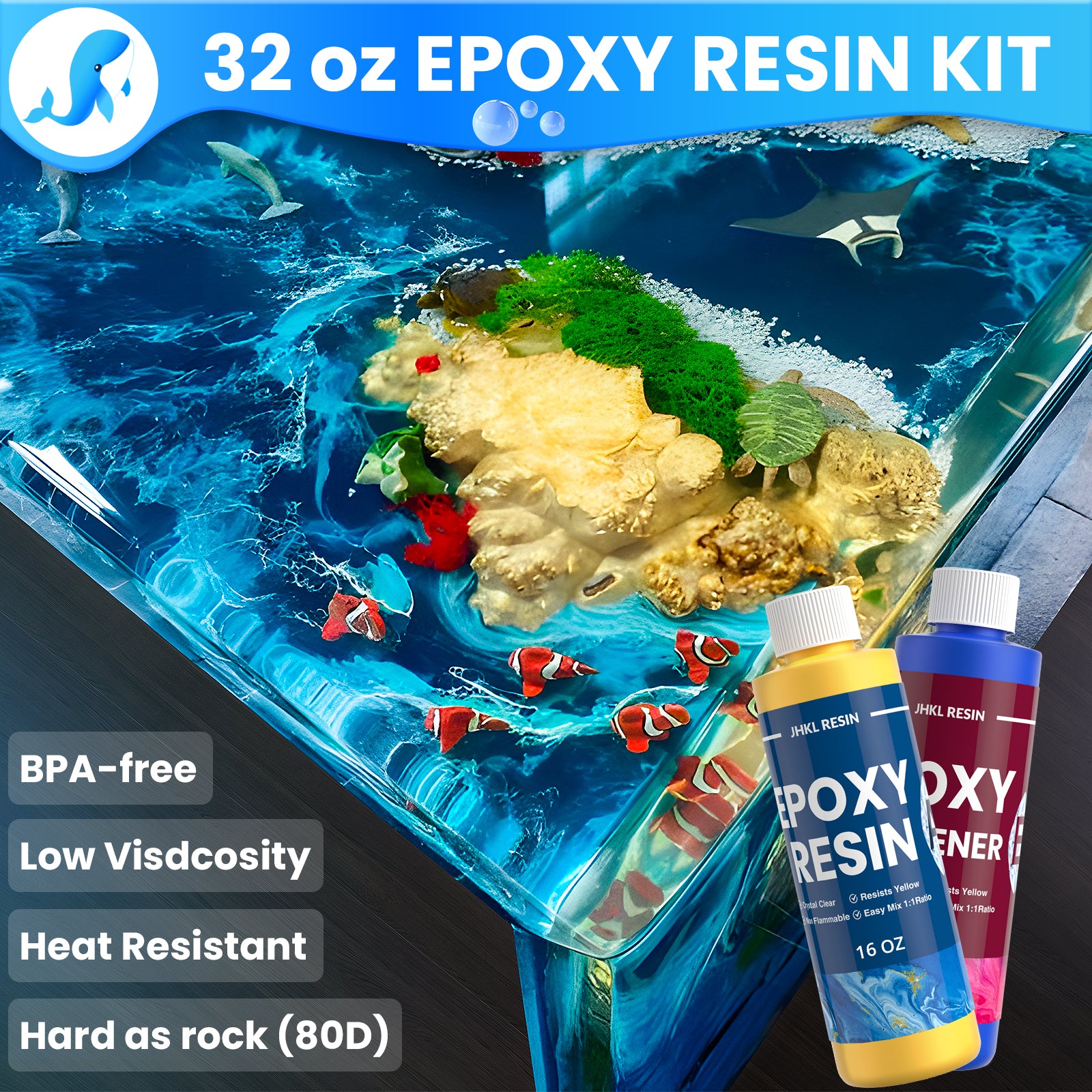 Close-up of JHKL 32oz Crystal Clear Epoxy Resin for Art and Craft Projects